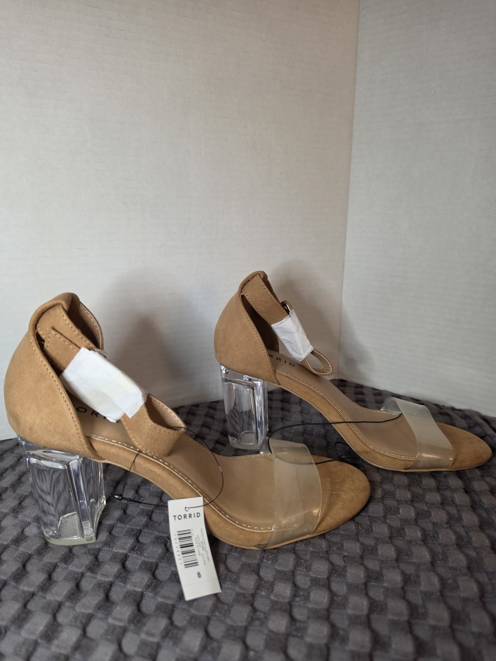 torrid Tan Suede Sandals with Clear Block Heel
